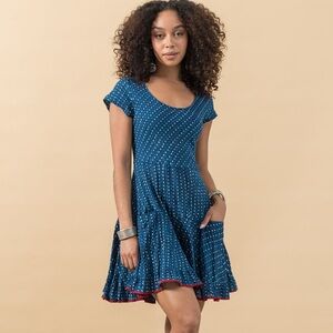 Passementrie Cap Sleeve Fit & Flare Santa Fe Tunic/Mini Dress in Black Dot